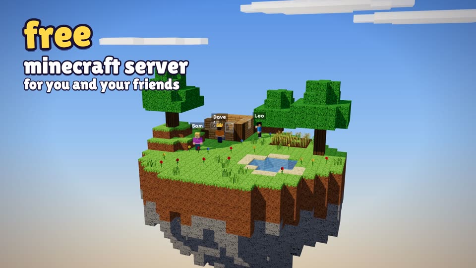 Three friends building on a floating island